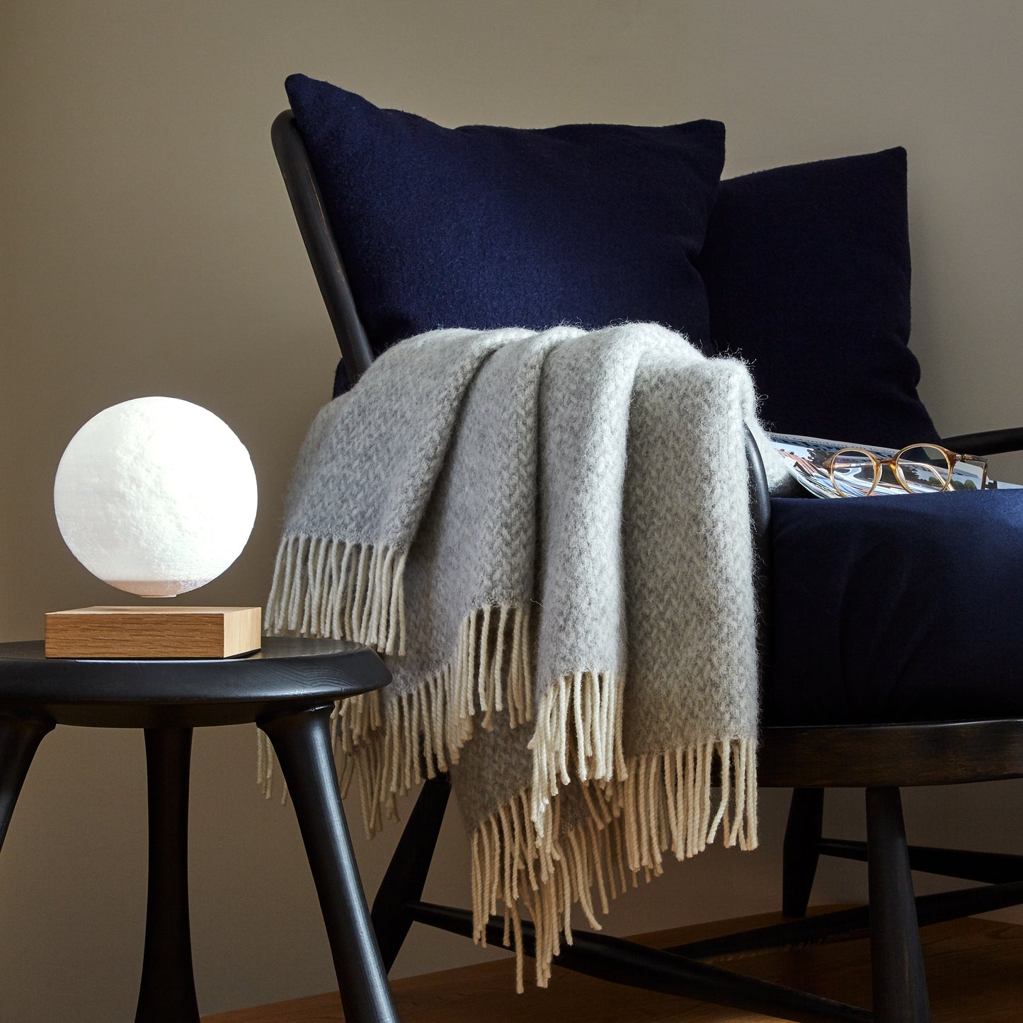 Silver Herringbone Blanket – with the British Blanket Company