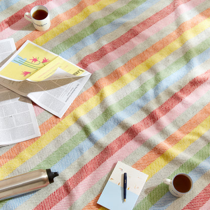 Rainbow Stripe Waterproof Picnic Blanket with Straps – with the British Blanket Company